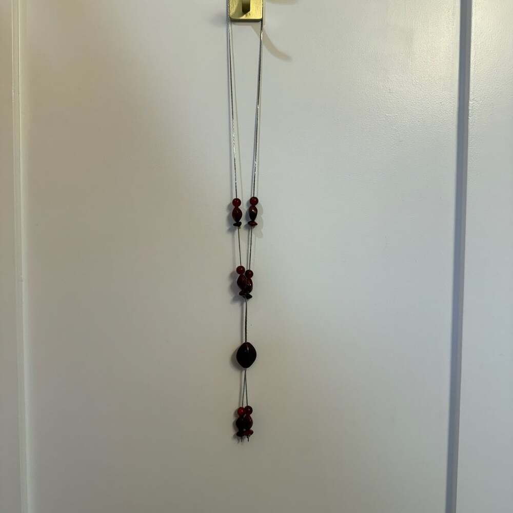 Red Beaded Necklace Y2K Vintage 90s Style